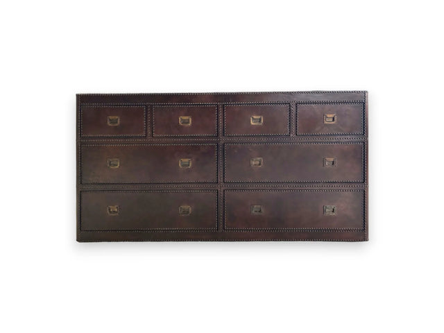 Ana leather upholstered and padded chest of drawers 180 W x 49 D x 82 H