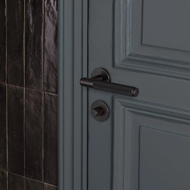 Sprung door handle set - Cross Knurl | Buster + Punch