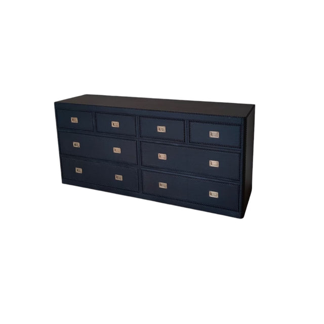 Ana leather upholstered and padded chest of drawers 180 W x 49 D x 82 H