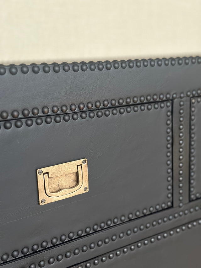 Ana leather upholstered and padded chest of drawers 180 W x 49 D x 82 H
