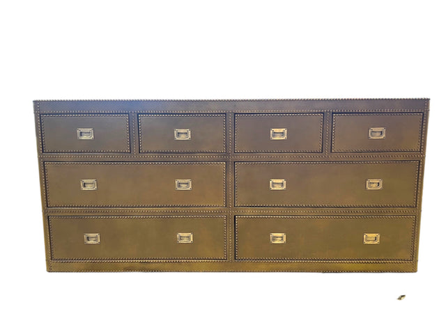 Ana leather upholstered and padded chest of drawers 180 W x 49 D x 82 H