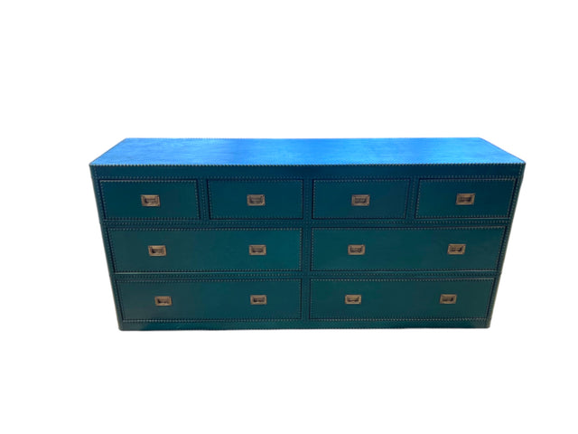 Ana leather upholstered and padded chest of drawers 180 W x 49 D x 82 H