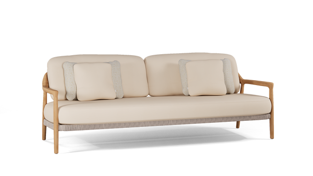 Canapea de exterior 3 locuri Manutti Yico – teak natural și wicker împletit