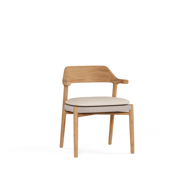 Scaun dining Manutti Yico fără brațe – teak natural și wicker Twisted Chalk