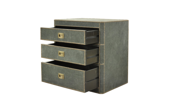 Ana upholstered and leather-covered bedside table 66 W x 45 D x 66 H