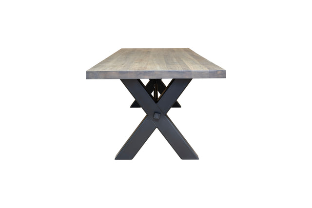 Kansas solid oak dining table with industrial design