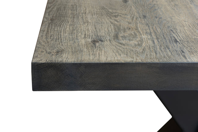 Kansas solid oak dining table with industrial design