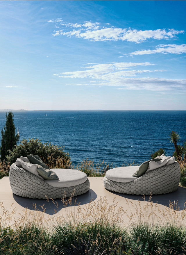 Daybed de Exterior Manutti Kobo – Frânghie Împletită, Roți 360°
