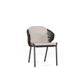Scaun dining Manutti Radoc din frânghie împletită – finisaj Lava Anthracite, vedere frontală