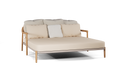 Daybed de exterior Manutti Yico – teak natural, wicker și saltea cu paspoal