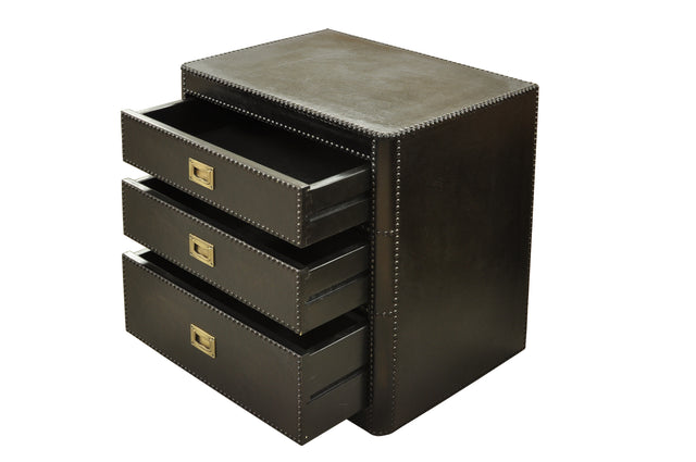 Ana upholstered and leather-covered bedside table 66 W x 45 D x 66 H