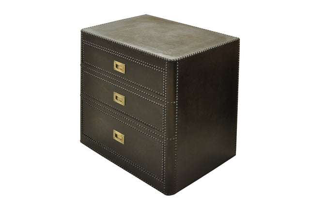 Ana upholstered and leather-covered bedside table 66 W x 45 D x 66 H