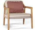Fotoliu lounge Manutti Yico cu perne cu paspoal – teak natural și wicker împletit two-tone