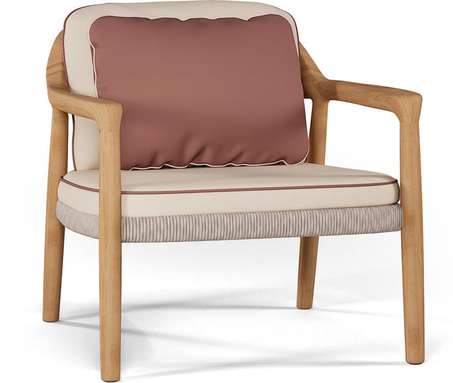 Fotoliu lounge Manutti Yico cu perne cu paspoal – teak natural și wicker împletit two-tone
