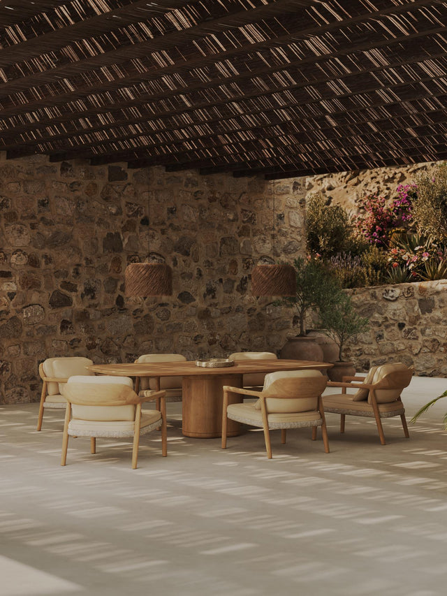 Fotoliu Lounge Manutti Yico – Teak Natural și Wicker Împletit